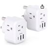 Image 1 : Addtam 2-Pack Wall Plug Adapter with USB Ports and Outlet Expansion