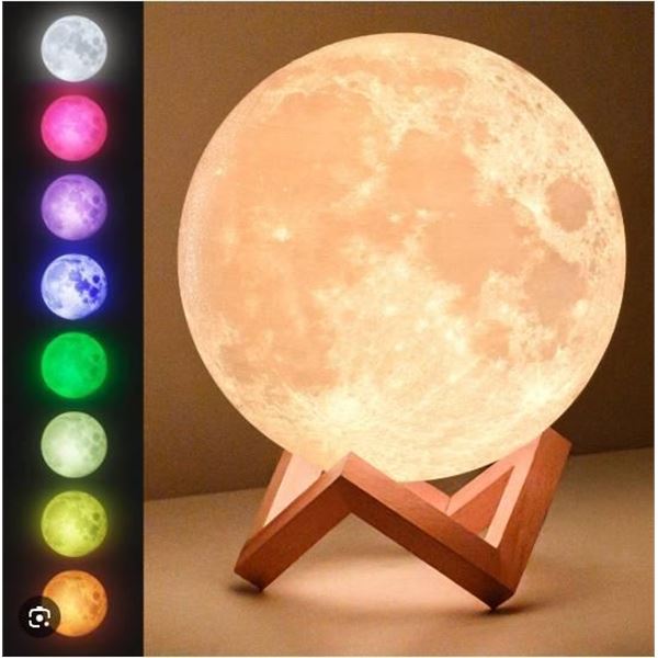 3D Printing Moon Light with Wooden Stand, Model No: XH-012-15cm-A1