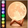 Image 1 : 3D Printing Moon Light with Wooden Stand, Model No: XH-012-15cm-A1