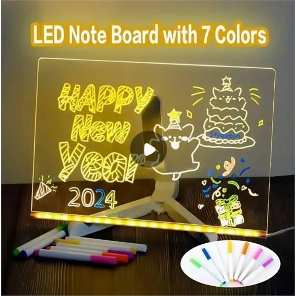 Transparent Writing Board with LED Base and Accessories
