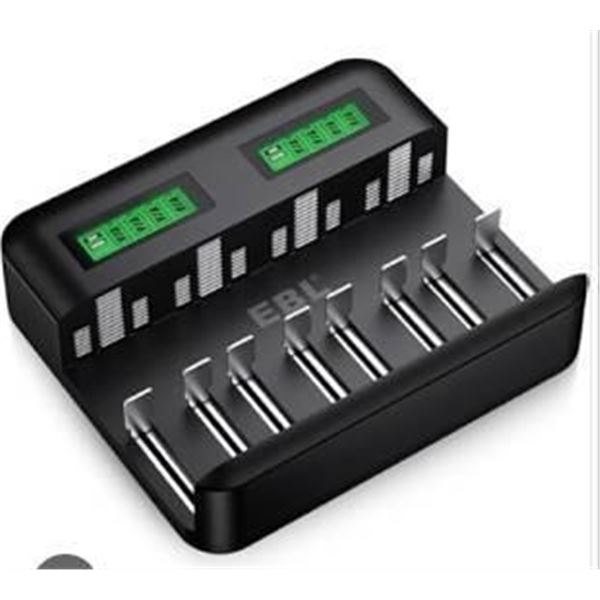 EBL Smart Charger for AA/AAA/C/D/9V Batteries with Dual LCD Display
