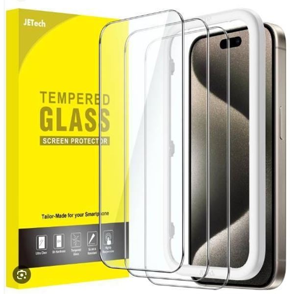 JETech Tempered Glass Screen Protector for iPhone 15 Pro Max