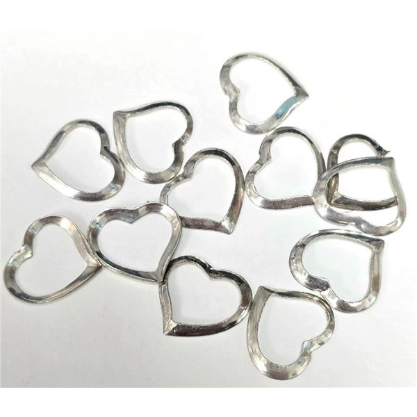 Silver Pack Of 12 Floating Heart Pendant