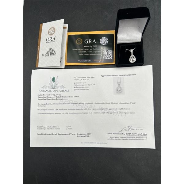 $1,240.00- 1.00 CT GRA CERTIFIED ROUND BRILLIANT CUT MOISSANITE PENDANT SET
