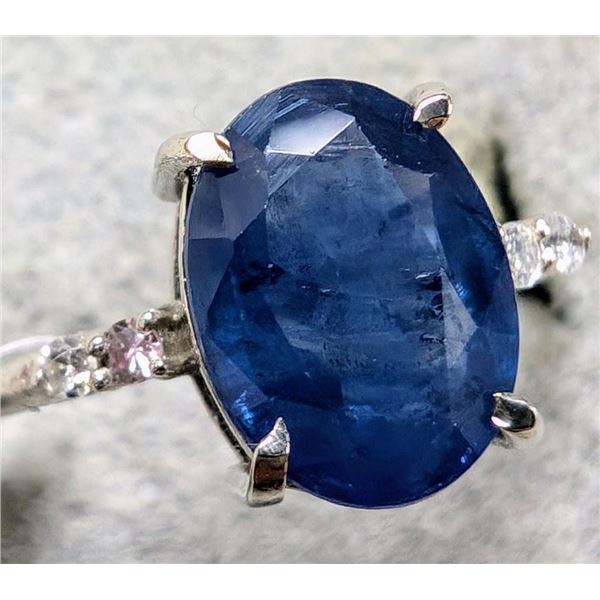 $2300 10K  1.6G Blue Sapphire 1Ct + Dia 0.02Ct Ring