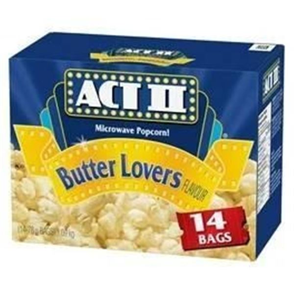 ACT II Butter Lovers Microwave Popcorn, 14 Bags Per Unit, 78 g Each