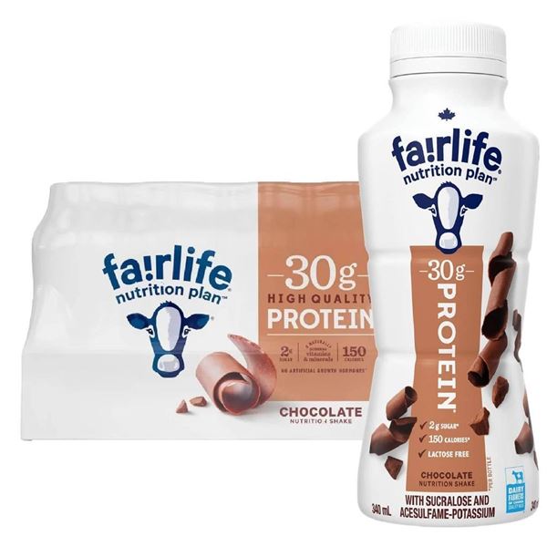 Farmlife Nutrition Plan, Chocolate, 18 Bottles x 340 mL (6.12 L), 30 g Protein