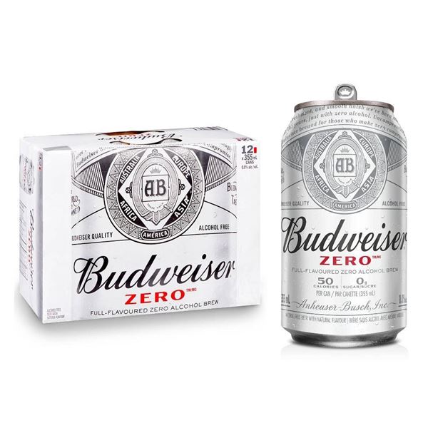 Budweiser Zero 12-Pack 355mL Cans with 0.0 Percent Alcohol