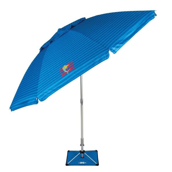 Tommy Bahama Portable Blue Outdoor Beach Umbrella with 360-Degree Adjustment