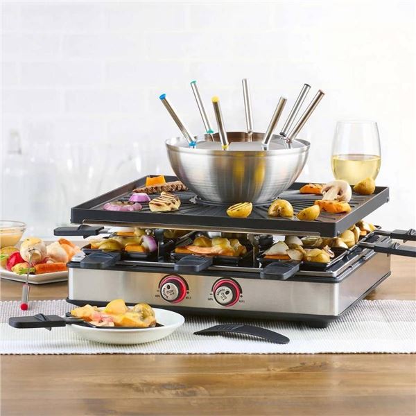 Trudeau Fondue And Raclette Combo Party Grill 1800W