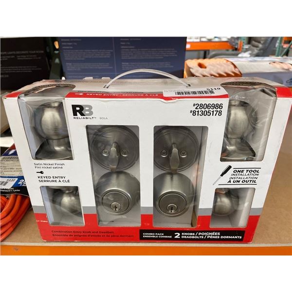 Reliabilt Door Lock Set, Model 2806986/8130578, Keyed Entry, 2-Pack