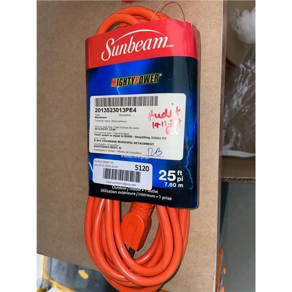 Sunbeam MightyPower 25 Ft Extension Cord, Model 5120