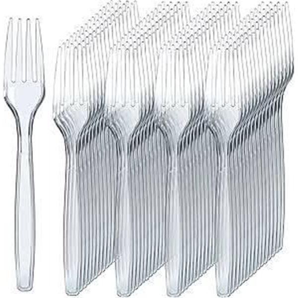 Prestige Perch 300 Clear Plastic Forks, SKU 114200