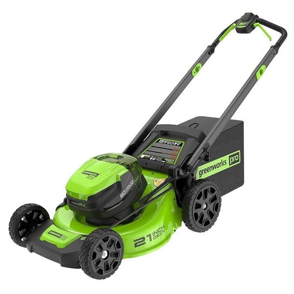 Greenworks Pro 21-Inch 80V Cordless Lawn Mower with Battery and Charger