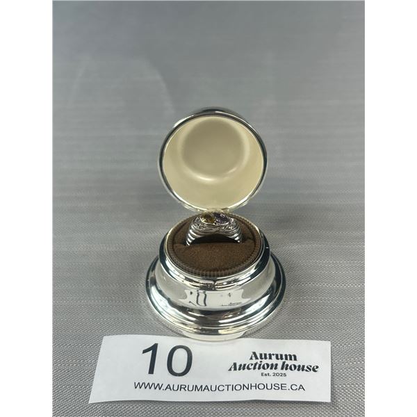 Vintage Birks Silver Plated Ring Box w/ Silver Ring