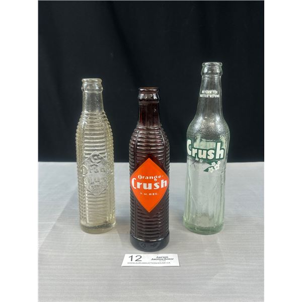 3 Old Orange Crush Pop Bottles