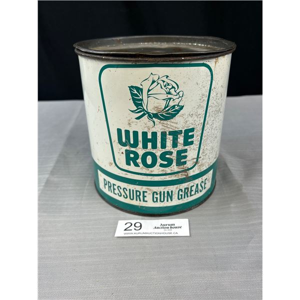 Vintage White Rose 5lb Pressure Gun Grease Empty Tin w/ Lid