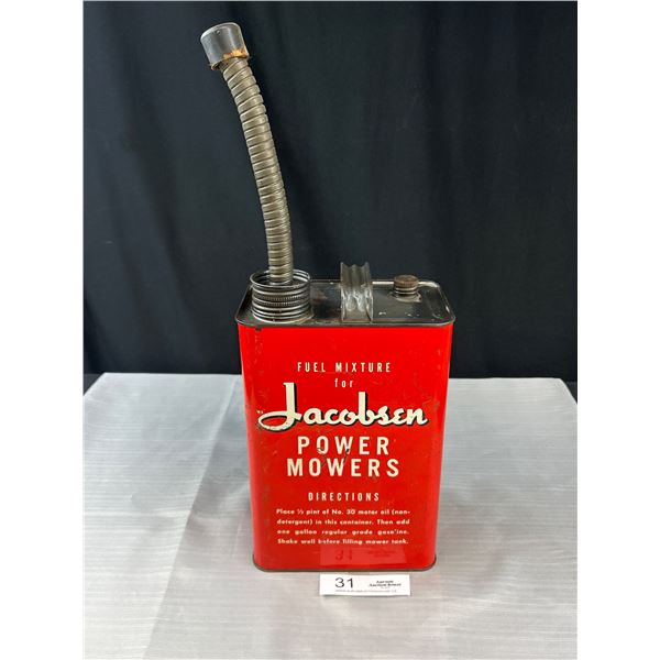 Vintage Jacobson Power Mowers Gas Can w/ Spout