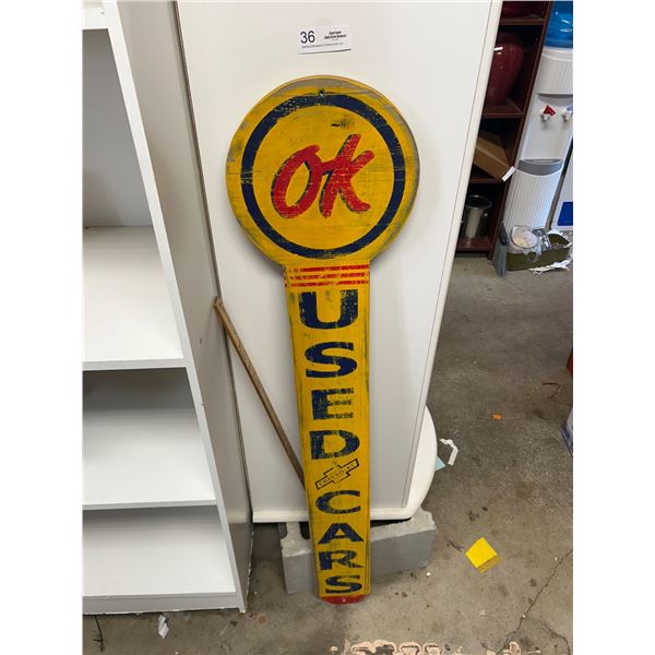 Custom Made 48" Tall OK Used Cars Lolipop Sign, NO SHIPPING
