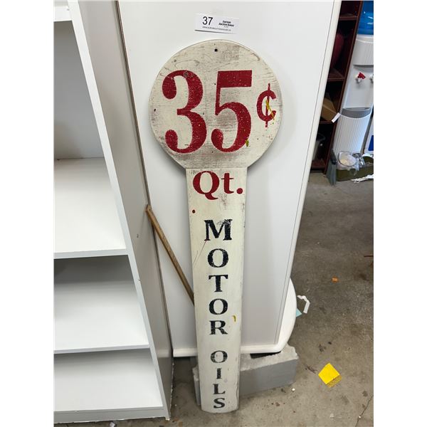 49" Tall Custom Made Wooden Motor Oils, Lolipop Sign, NO SHIPPING