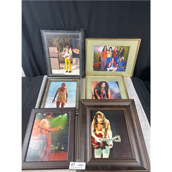 Large Lot of Framed Photos of Musicians and Famous People
