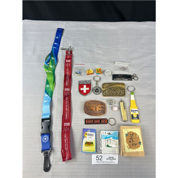 Collectible Lot - Olympics, Stamps and Belt Buckles etc