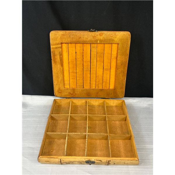 Vintage Rattan Divided Box - Approx 12" x 10"
