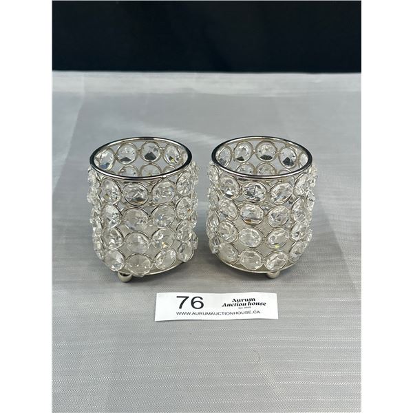 Beautiful Pair of Godinger Silver Votive Holders - Made in India