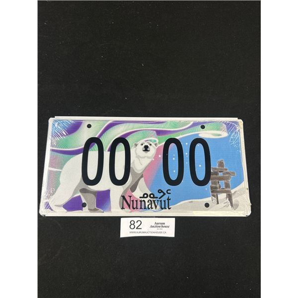 Early 2000s NOS Nunavut Polar Bear Sample License Plate in Original Plastic