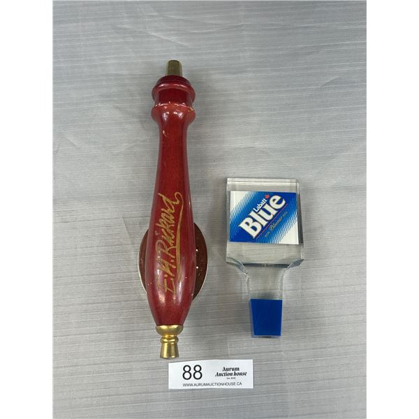 Ricards Red and Labatt Blue Beer Tap Handles 6" and 11" Long
