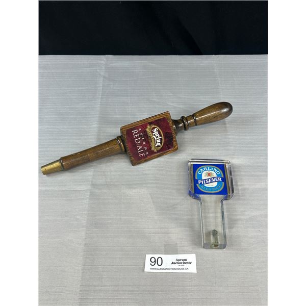 Okanagan Spring Red Ale and Carling Pilsner Beer Tap Handles 6" and 14" Long