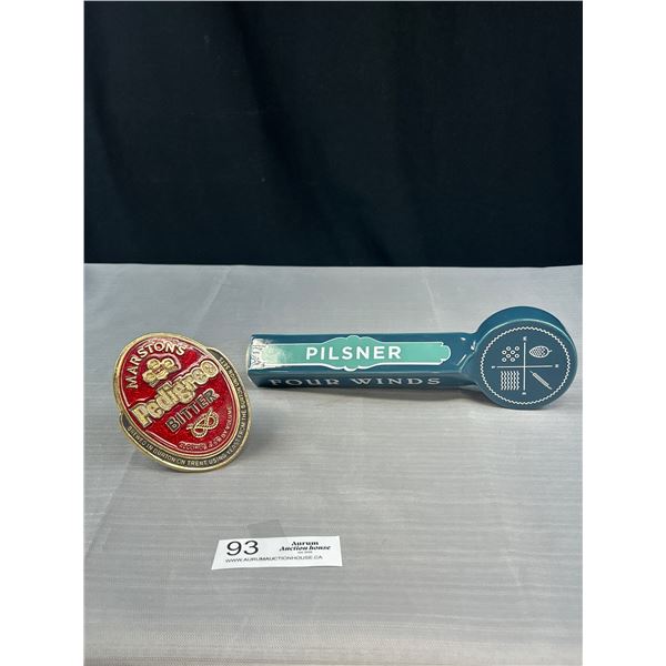 Four Winds Pilsner Tap Handle and Pedigree Bitter Tap Handle Topper 4" and 10" Long