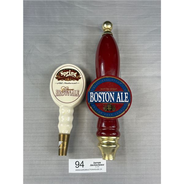 Samuel Adams Bostone Ale and Okanagan Classic Brown Ale Beer Tap Handles 7" and 12"