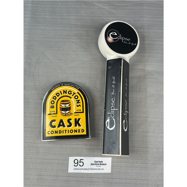 Eclipse Tap Handle and Boddingtons Cask Tap Handle Topper 4" and 10" Long