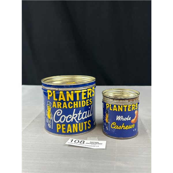 2 Vintage Planters Peanut Cans