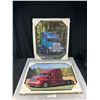 Image 1 : 2 Vintage Freightliner Semi Truck Pictures Each Approx 16" x 20"