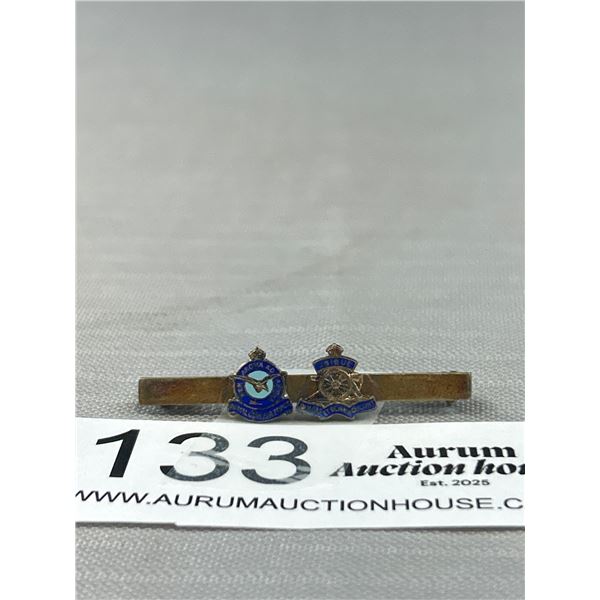 Antique Sterling Silver Brooch w/ RACF + Royal Regiment of Canadian Artillery Pins