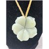 Image 2 : Harved Carved Green Chinese Jade Pendant w/ Leather Cord Necklace
