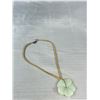 Image 4 : Harved Carved Green Chinese Jade Pendant w/ Leather Cord Necklace