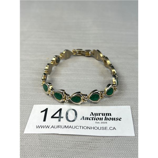 Vintage Adimens Silver Tone Enamel Bracelet, Each 2 Link, Marked Aidmens