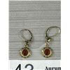 Image 2 : Vintage Gold w/ Garnets K+L Dangle Earrings Marked America