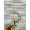 Image 4 : Vintage Gold w/ Garnets K+L Dangle Earrings Marked America