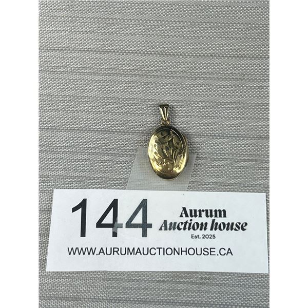 Vintage 1970s Gold Hinged Picture Locket Pendant, Marked SMIB G.F.