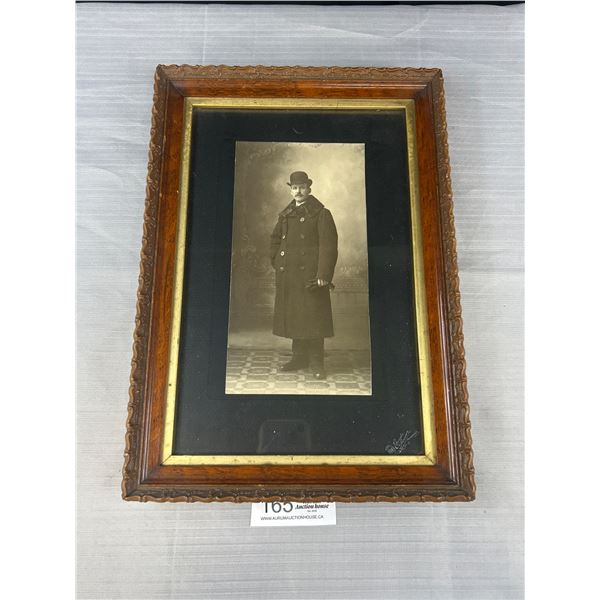 Nicely Framed Turn of The Century, Photo of Gentleman in Long Coat and Hat