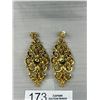 Image 3 : Gorgeous Pair of Gold Plated Green Rhinestones Dangle Earrings
