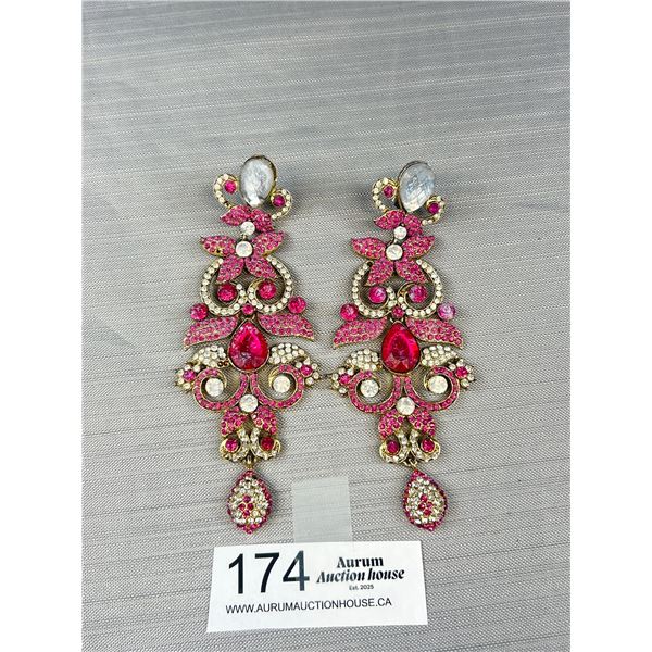 Beautiful Red and White Rhinestones Necklace