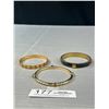 Image 1 : 3 Vintage Gold Tone Bangles, One Marked Victoria Secret and One Graziano