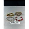 Image 1 : 4 Vintage Glass Rhinestones + Pearls Bracelets One Marked Cord