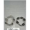 Image 4 : 4 Vintage Glass Rhinestones + Pearls Bracelets One Marked Cord