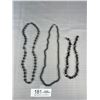 Image 2 : 4 Black Alaskan Diamond Hemetite Beads Necklaces + 2 Bracelets